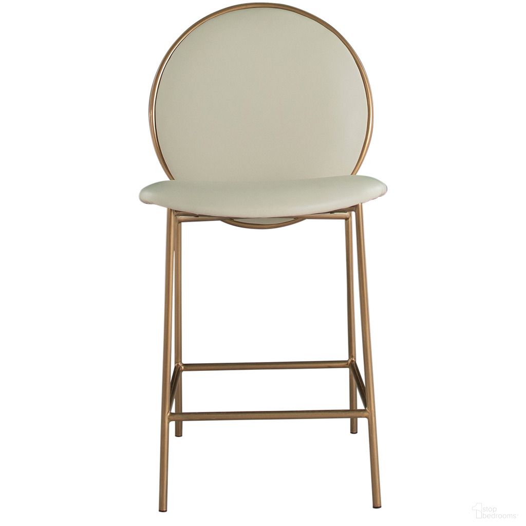 The appearance of Evelyn Counter Stool In Brushed Gold and Cream designed by Gabby in the transitional interior design. This brushed gold/cream piece of furniture was selected by 1StopBedrooms from Evelyn Collection to add a touch of cosiness and style into your home. Sku: SCH-175536. Material: Metal.