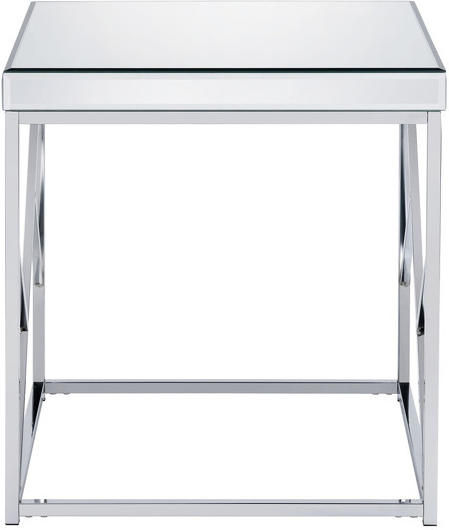 Evelyn Mirror Top End Table In Chrome by Steve Silver 1StopBedrooms