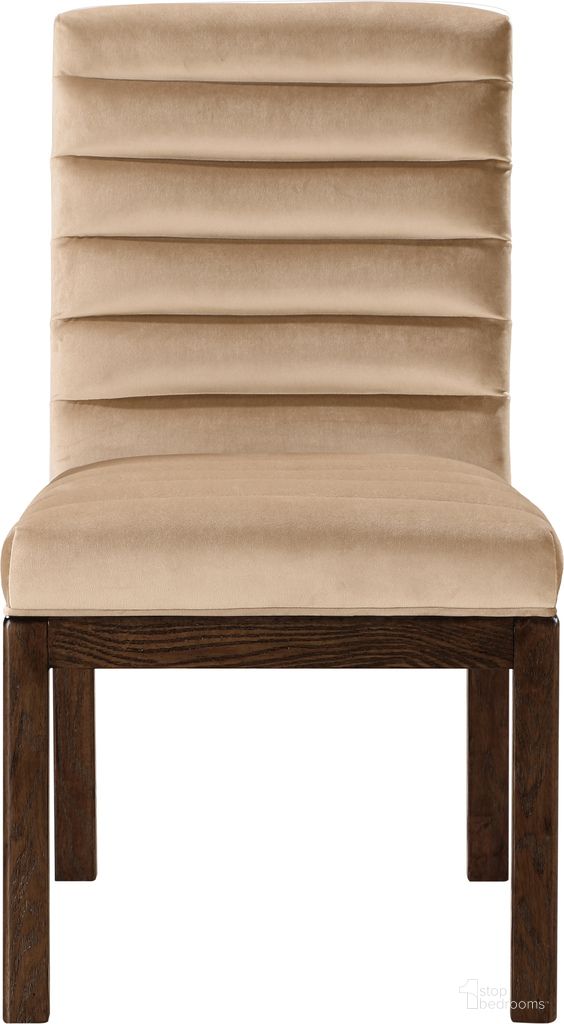 Evelyn Velvet Dining Chair In Beige and Brown