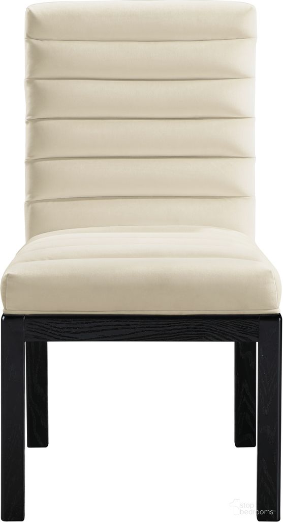 Evelyn Velvet Dining Chair In Cream and Black