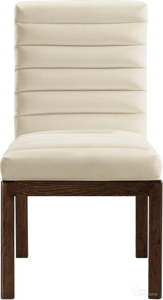 Evelyn Velvet Dining Chair In Brown and Cream