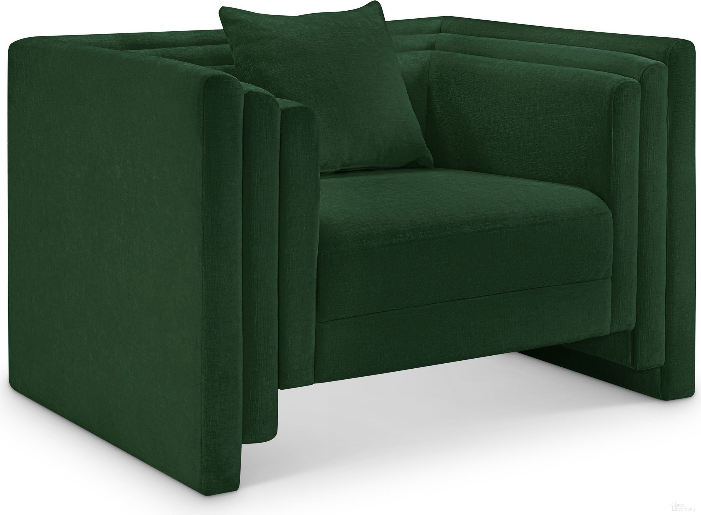 The appearance of Everett Chenille Fabric Chair In Green designed by Meridian in the modern / contemporary interior design. This green piece of furniture was selected by 1StopBedrooms from Everett Collection to add a touch of cosiness and style into your home. Sku: 44068Green-C. Material: Chenille.