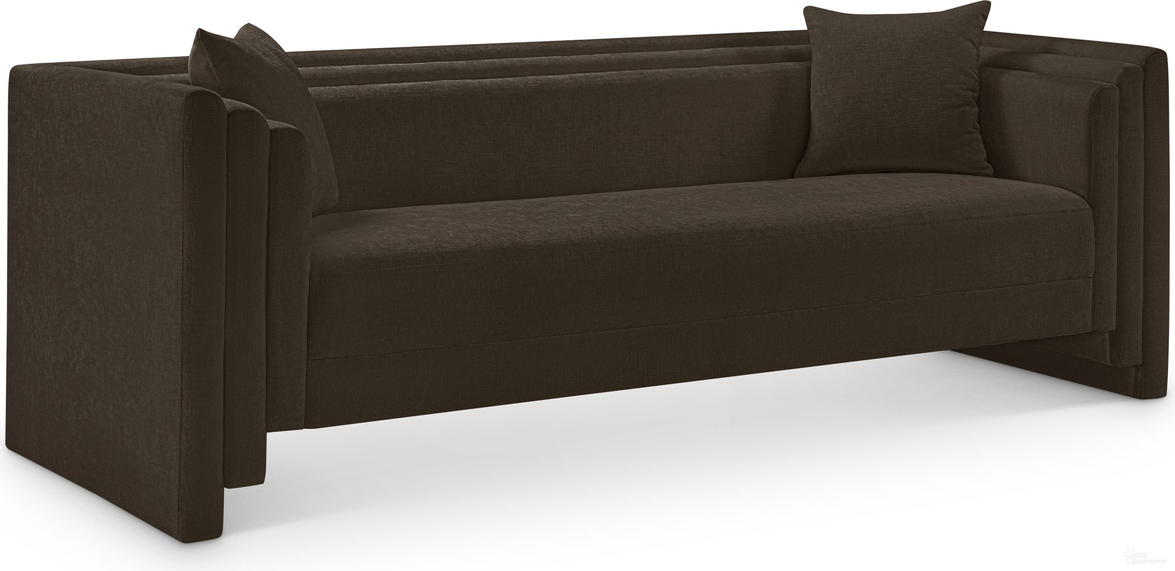 Everett Chenille Fabric Sofa In Brown