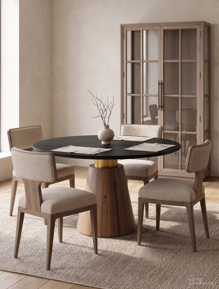 Everett Dining Room Set In Charcoal and Biscotti