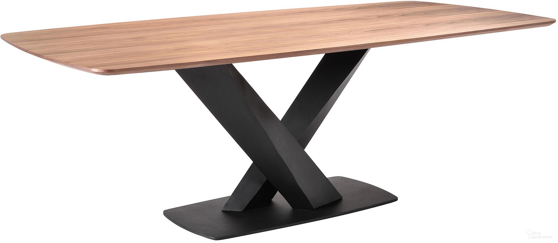 The appearance of Everett Contemporary Dining Table In Matte Black Finish and Walnut Top designed by Armen Living in the modern / contemporary interior design. This matte black piece of furniture was selected by 1StopBedrooms from Everett Collection to add a touch of cosiness and style into your home. Sku: LCERDIWATOP;LCERDIBLBASE. Table Base Style: Pedestal. Material: Metal. Table Top Shape: Rectangular. Size: 87".