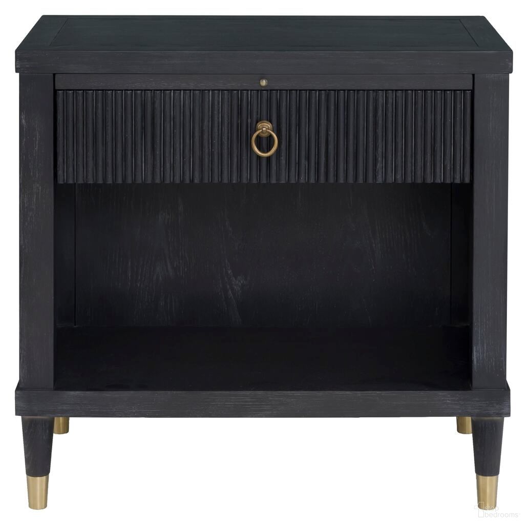 The appearance of Everett One Drawer Rectangular Nightstand In Black and Brushed Brass designed by Fairfield Chair in the modern / contemporary interior design. This black/brushed brass piece of furniture  was selected by 1StopBedrooms from Everett Collection to add a touch of cosiness and style into your home. Sku: 8030-NS-C. Material: Brass.