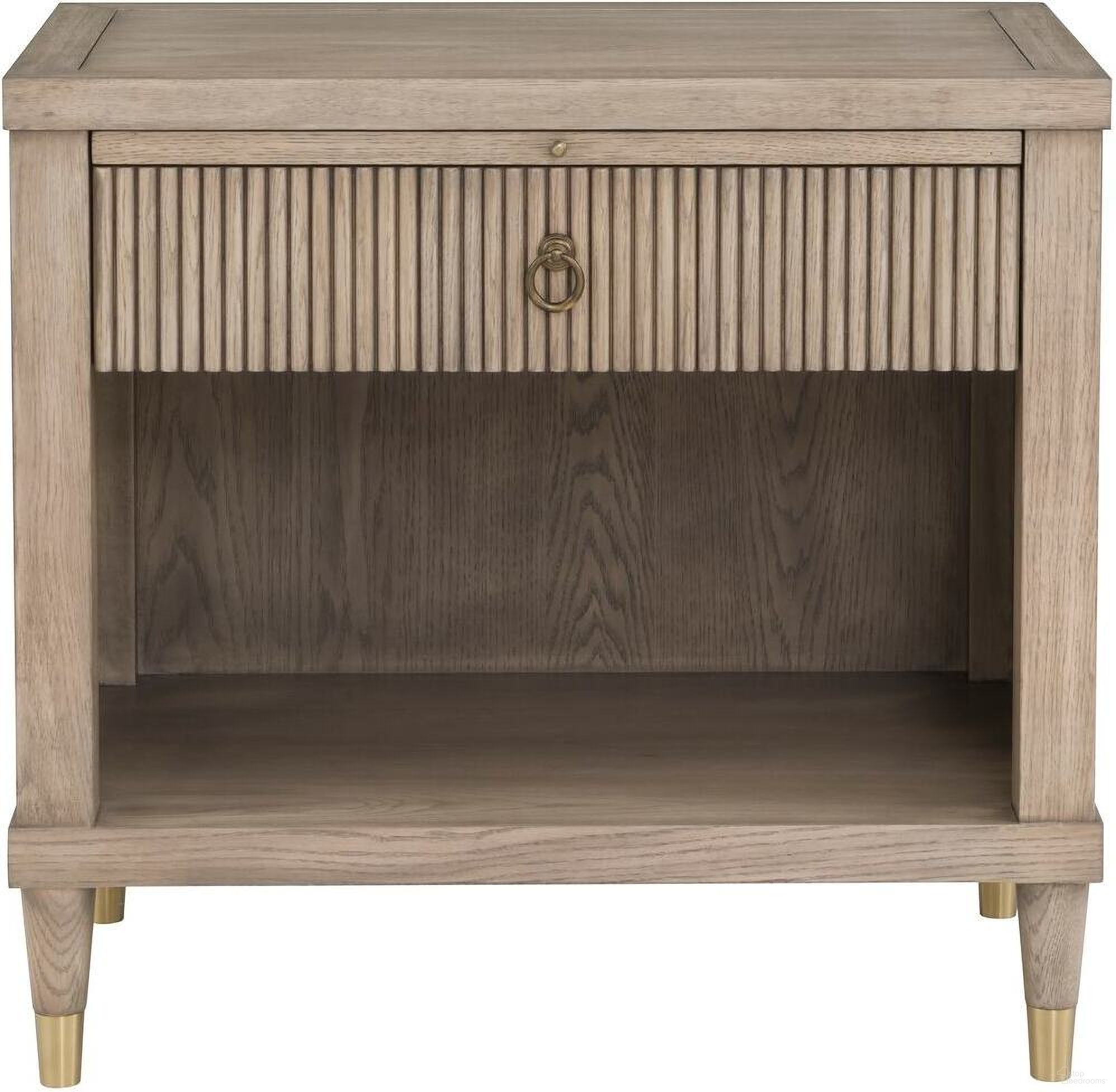 The appearance of Everett One Drawer Rectangular Nightstand In Biscotti designed by Fairfield Chair in the modern / contemporary interior design. This biscotti piece of furniture was selected by 1StopBedrooms from Everett Collection to add a touch of cosiness and style into your home. Sku: 8030-NS. Material: Solid Oak.