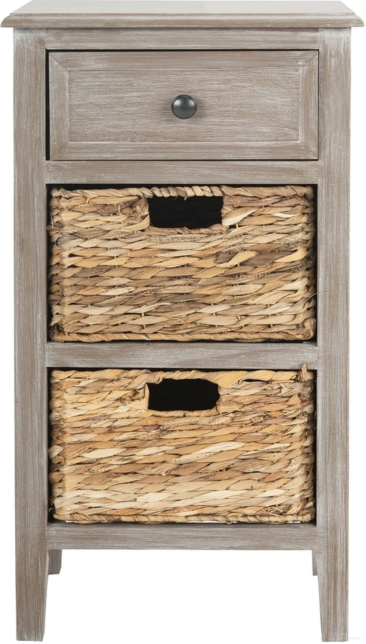 The appearance of Everly Vintage White Drawer Side Table designed by Safavieh in the rustic / southwestern interior design. This vintage white piece of furniture  was selected by 1StopBedrooms from Everly Collection to add a touch of cosiness and style into your home. Sku: AMH5743E. Material: Aluminum.
