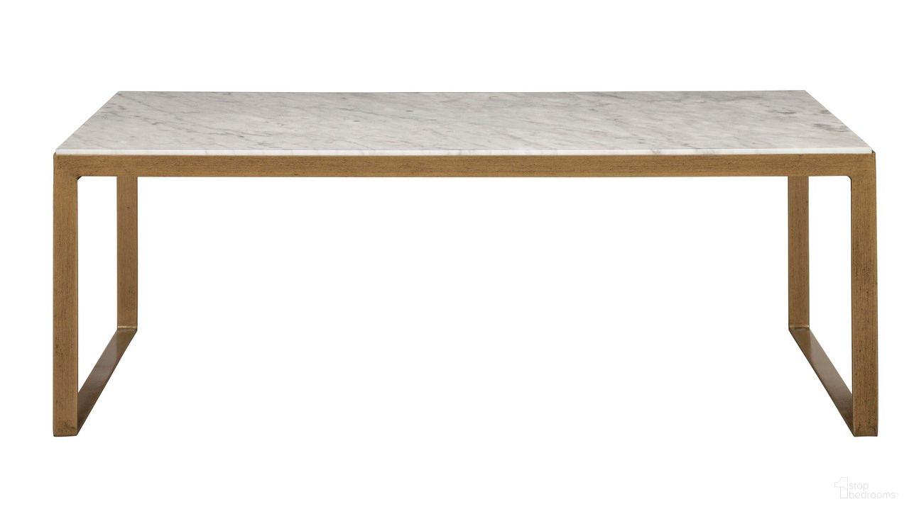 Evert High Coffee Table In Antique Brass and White