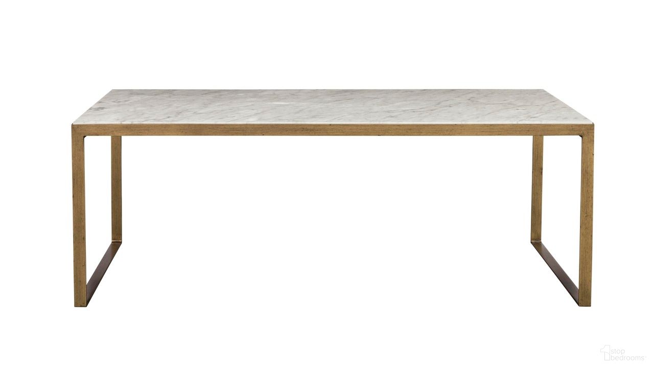 Evert Low Coffee Table In Antique Brass and White