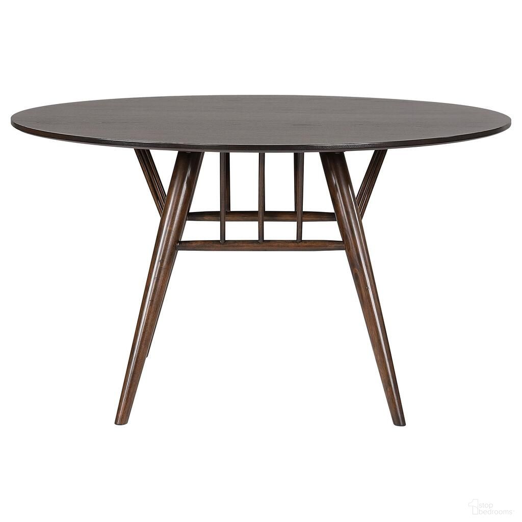 Everton Round 53 Inch Wood Dining Table In Dark Walnut