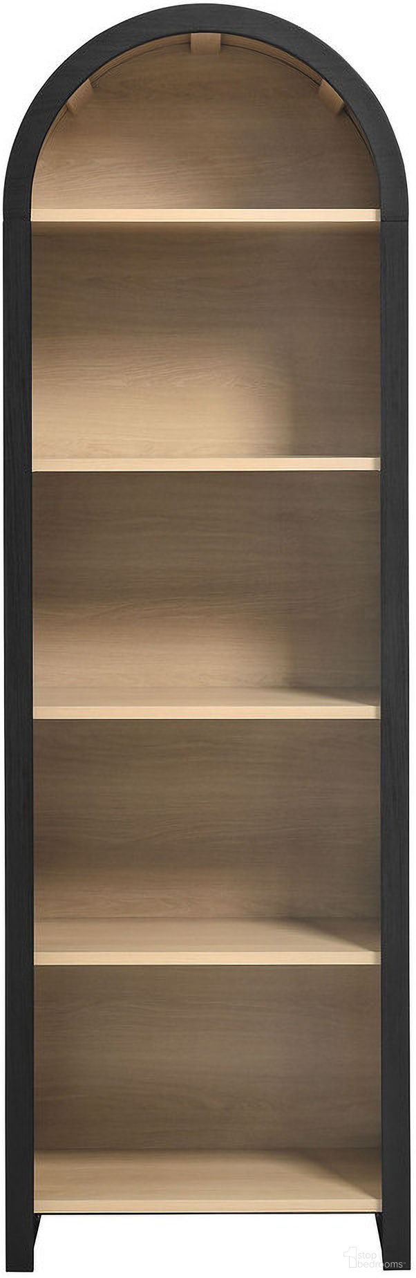 The appearance of Evie Arched Narrow Bookcase Display Cabinet In Black designed by Modway in the modern / contemporary interior design. This black piece of furniture was selected by 1StopBedrooms from Evie Collection to add a touch of cosiness and style into your home. Sku: EEI-7201-BLK-OAK. Material: MDF.