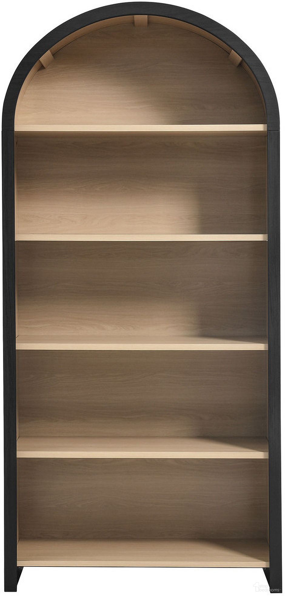 The appearance of Evie Arched Wide Bookcase Display Cabinet In Black designed by Modway in the modern / contemporary interior design. This black piece of furniture was selected by 1StopBedrooms from Evie Collection to add a touch of cosiness and style into your home. Sku: EEI-7202-BLK-OAK-1;EEI-7202-BLK-OAK-2. Material: MDF.