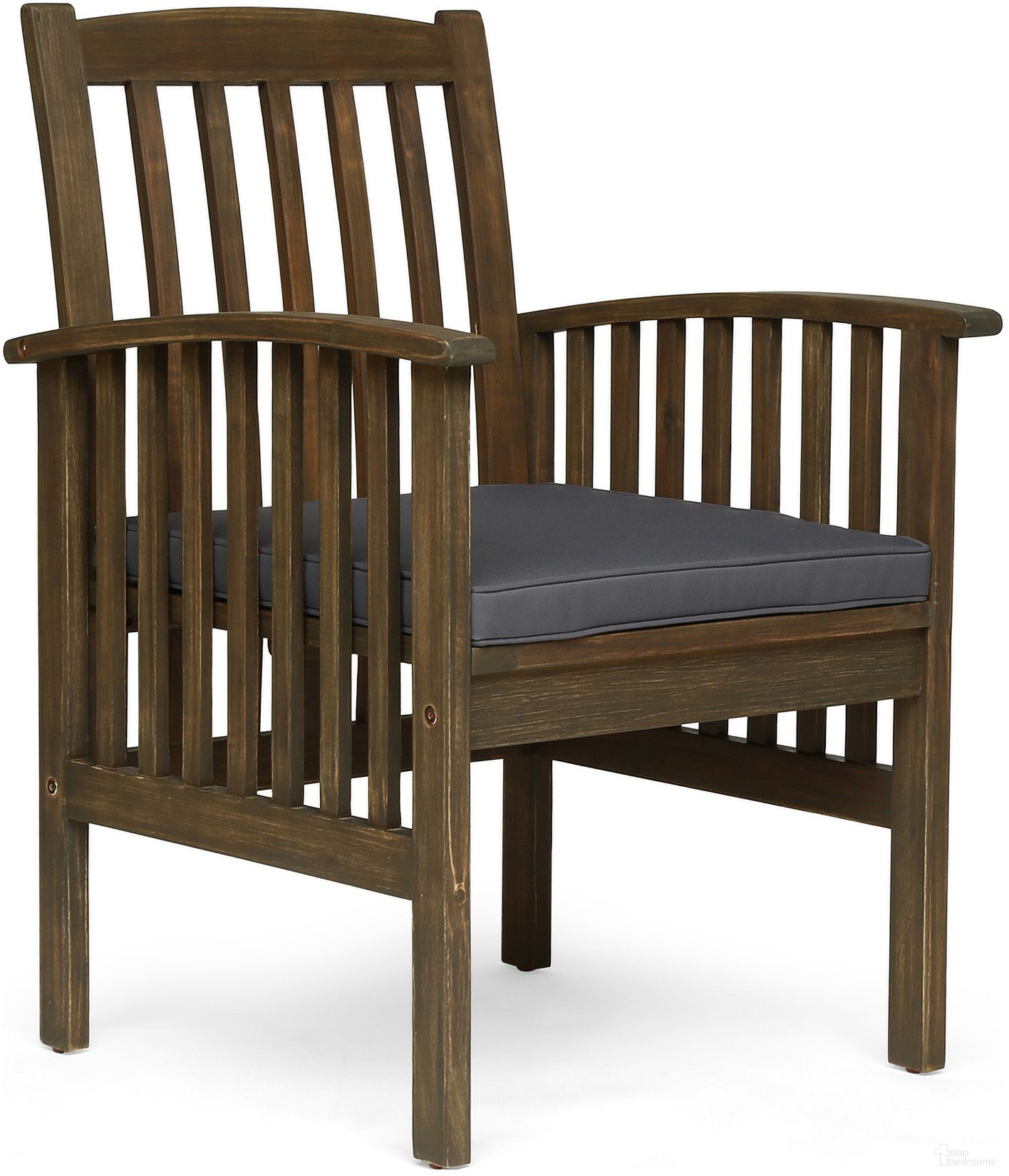 Evoke Dining Chair with Slat Design and Square Arm In Dark Grey