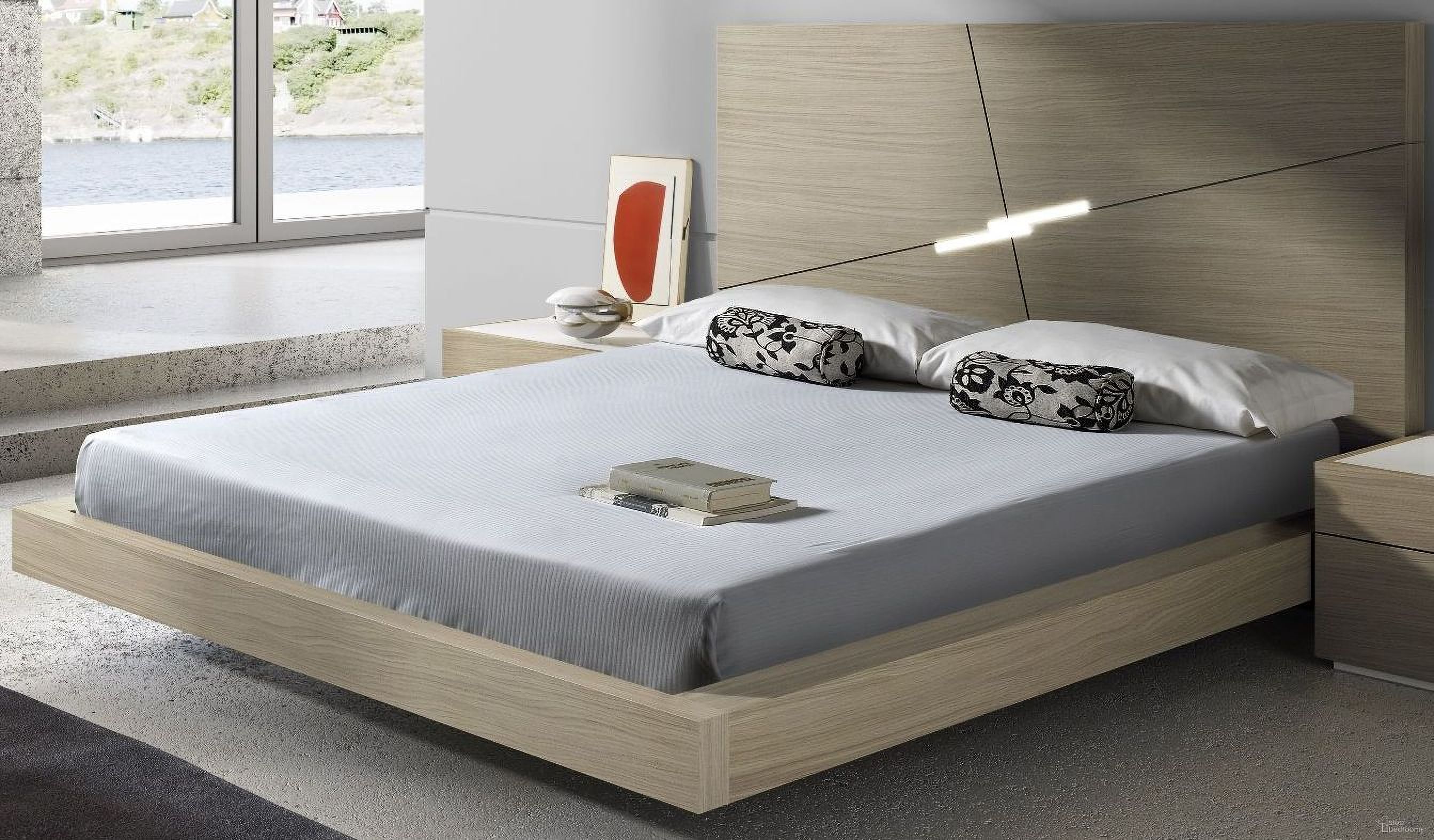 The appearance of Evora King Platform Bed designed by J&M in the modern / contemporary interior design. This cream piece of furniture  was selected by 1StopBedrooms from Evora Collection to add a touch of cosiness and style into your home. Sku: 18145-K. Bed Type: Platform Bed. Material: Wood. Bed Size: King.