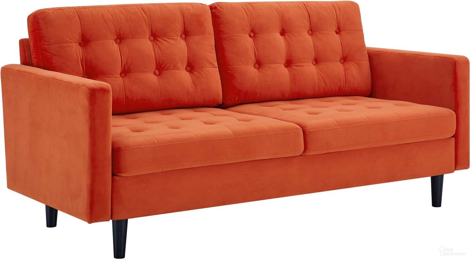 The appearance of Exalt Tufted Performance Velvet Sofa In Orange designed by Modway in the modern / contemporary interior design. This orange piece of furniture was selected by 1StopBedrooms from Exalt Collection to add a touch of cosiness and style into your home. Sku: EEI-4444-ORA. Material: Wood.