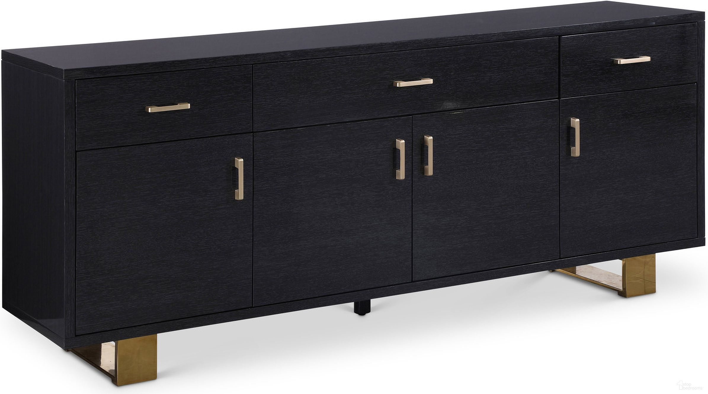 Excel Oak Veneer Lacquer Sideboard/Buffet In Grey and Gold