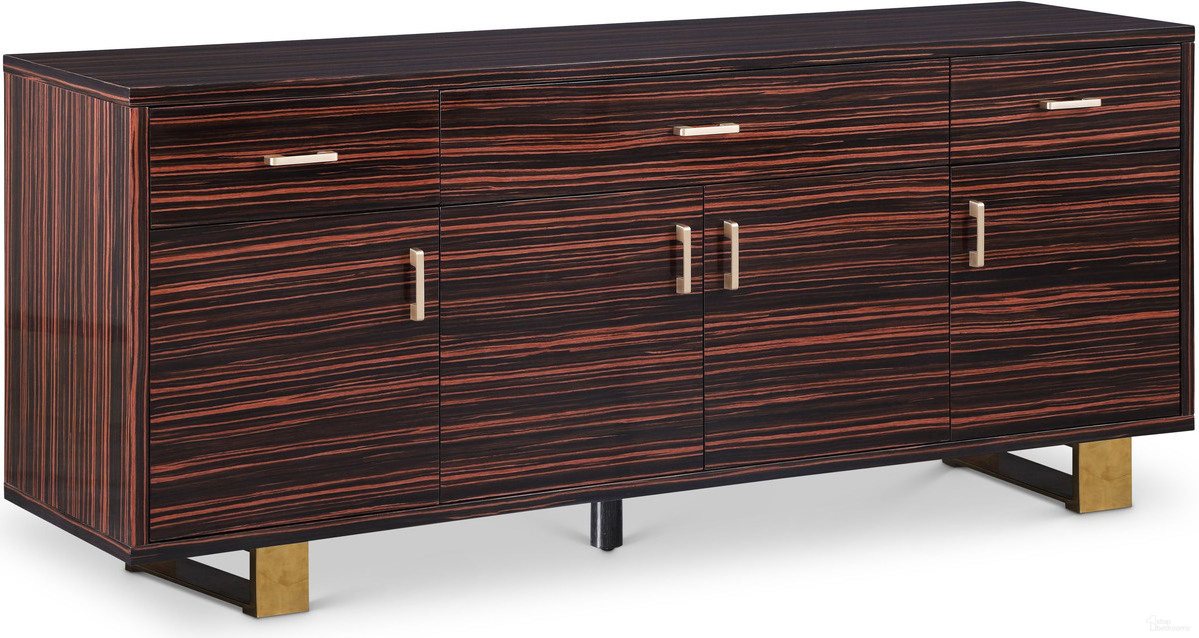 The appearance of Excel Zebra Wood Veneer Lacquer Sideboard/Buffet In Brown designed by Meridian in the modern / contemporary interior design. This brown piece of furniture was selected by 1StopBedrooms from Excel Collection to add a touch of cosiness and style into your home. Sku: 357. Material: Wood Veneer.