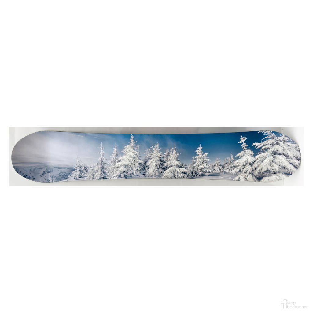 Exhilarating Snowboard with Snow Trees Design Decko - Board Wall Art In Multi