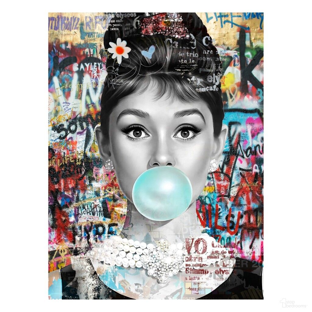 Expressive Bubble Gum Icon Portrait Canvas Wall Art In Multi
