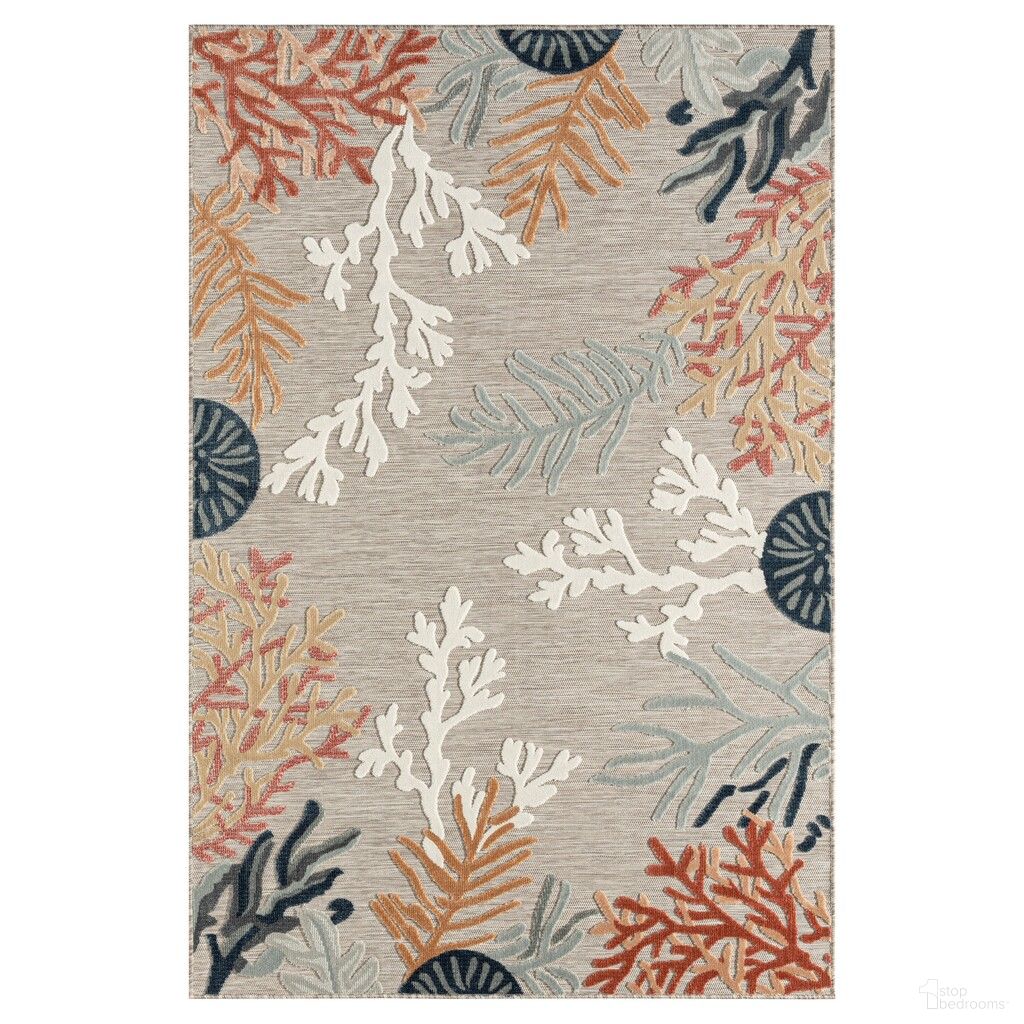 Eyrie 7'9" x 9'9" Kassandra Coral Indoor/Outdoor Area Rug In Beige and Orange
