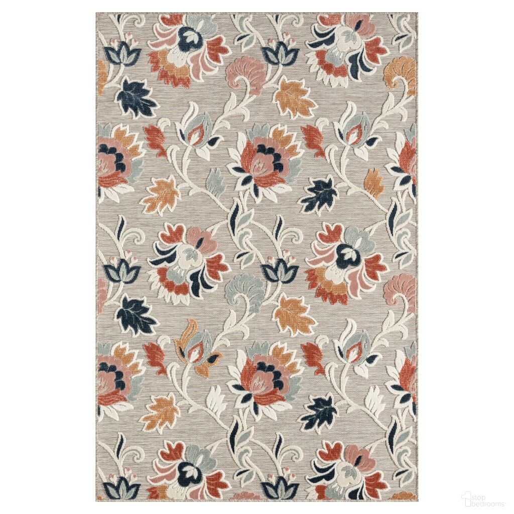 Eyrie 7'9" x 9'9" Kensington Floral Indoor/Outdoor Area Rug In Beige and Ivory