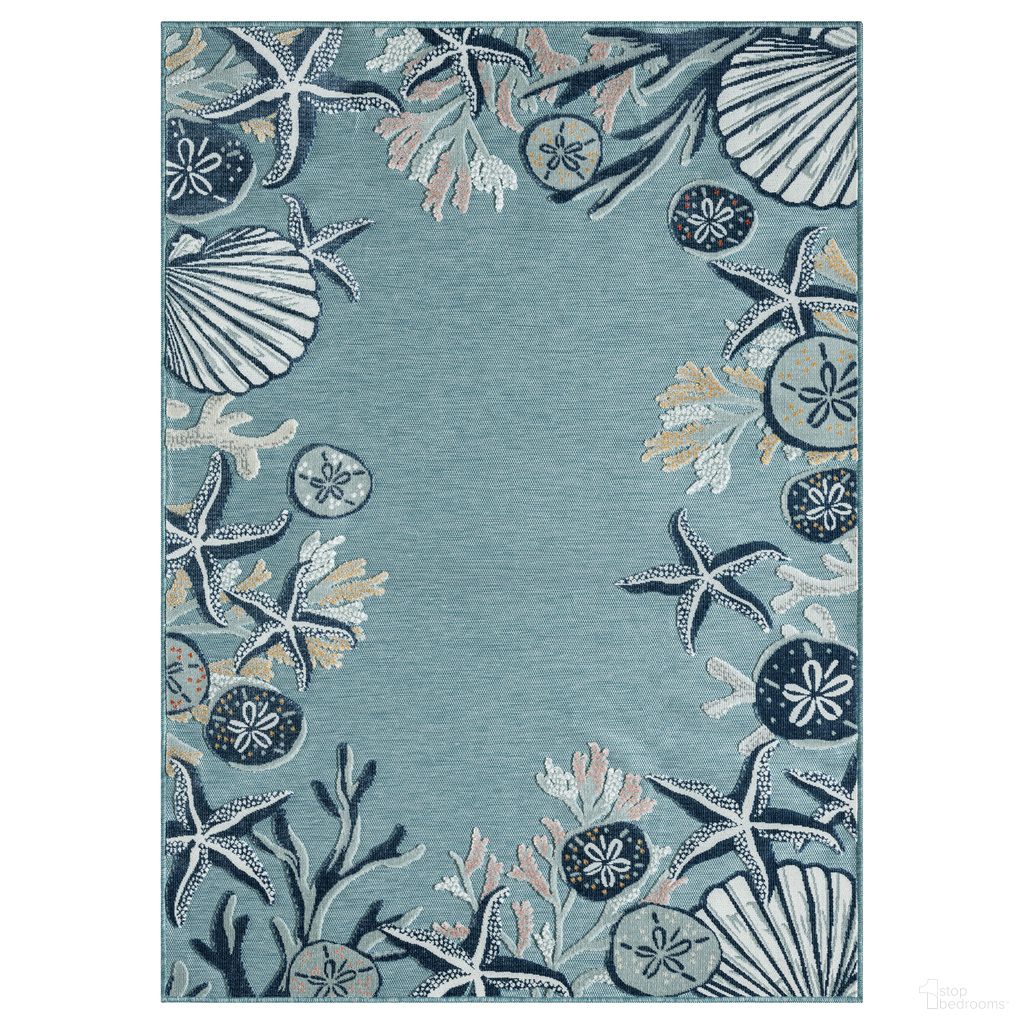 Eyrie 7'9" x 9'9" Kenya Coral Indoor/Outdoor Area Rug In Aqua Blue