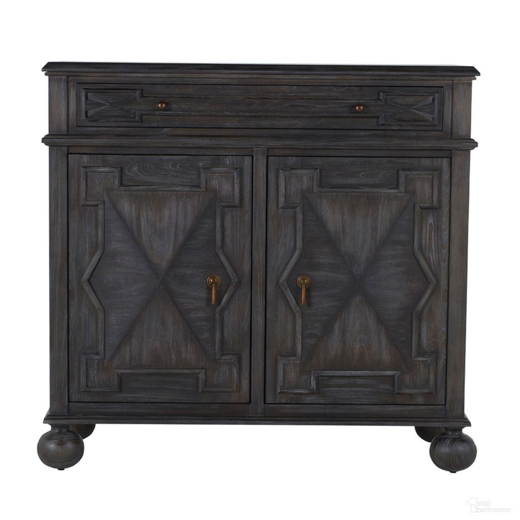 The appearance of Ezekiel Cabinet In Cerused Forest Black and Antique Bronze designed by Gabby in the transitional interior design. This cerused forest black/antique bronze piece of furniture was selected by 1StopBedrooms from Ezekiel Collection to add a touch of cosiness and style into your home. Sku: SCH-169260. Material: Wood.