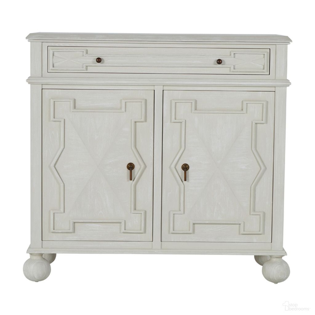 The appearance of Ezekiel Cabinet In Cerused White and Antique Bronze designed by Gabby in the transitional interior design. This cerused white/antique bronze piece of furniture  was selected by 1StopBedrooms from Ezekiel Collection to add a touch of cosiness and style into your home. Sku: SCH-169255. Material: Wood.