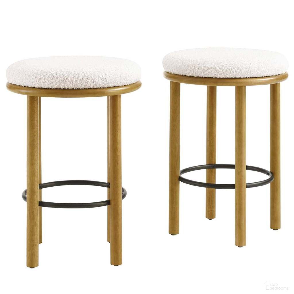 The appearance of Fable Boucle Fabric Counter Stool Set of 2 In Oak and Ivory designed by Modway in the modern / contemporary interior design. This ivory piece of furniture was selected by 1StopBedrooms from Fable Collection to add a touch of cosiness and style into your home. Sku: EEI-6818-OAK-IVO. Material: Wood.
