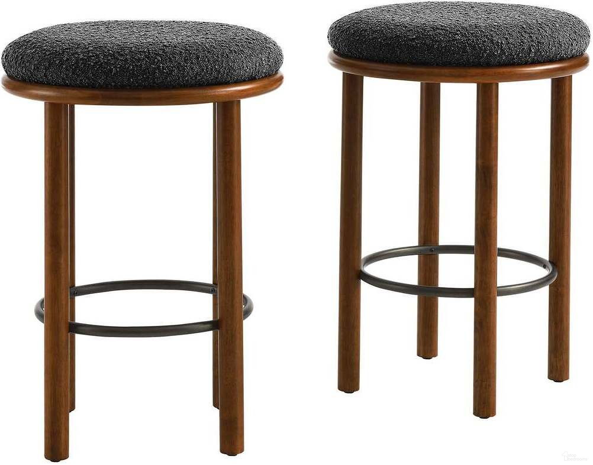 The appearance of Fable Boucle Fabric Counter Stool Set of 2 In Walnut and Charcoal designed by Modway in the modern / contemporary interior design. This charcoal piece of furniture  was selected by 1StopBedrooms from Fable Collection to add a touch of cosiness and style into your home. Sku: EEI-6818-WAL-CHA. Material: Wood.