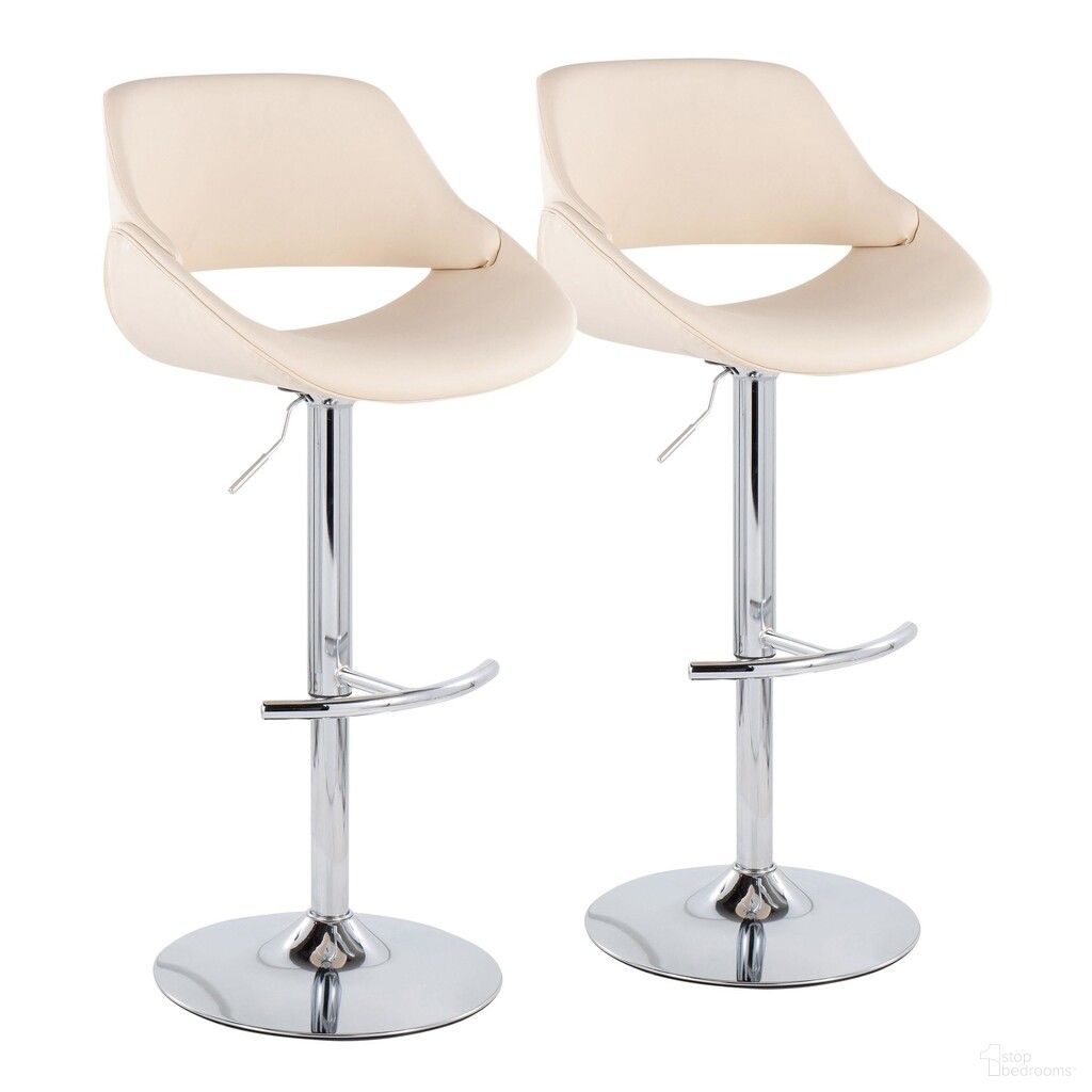 Fabrico Adjustable Bar Stool Set of 2 In Cream
