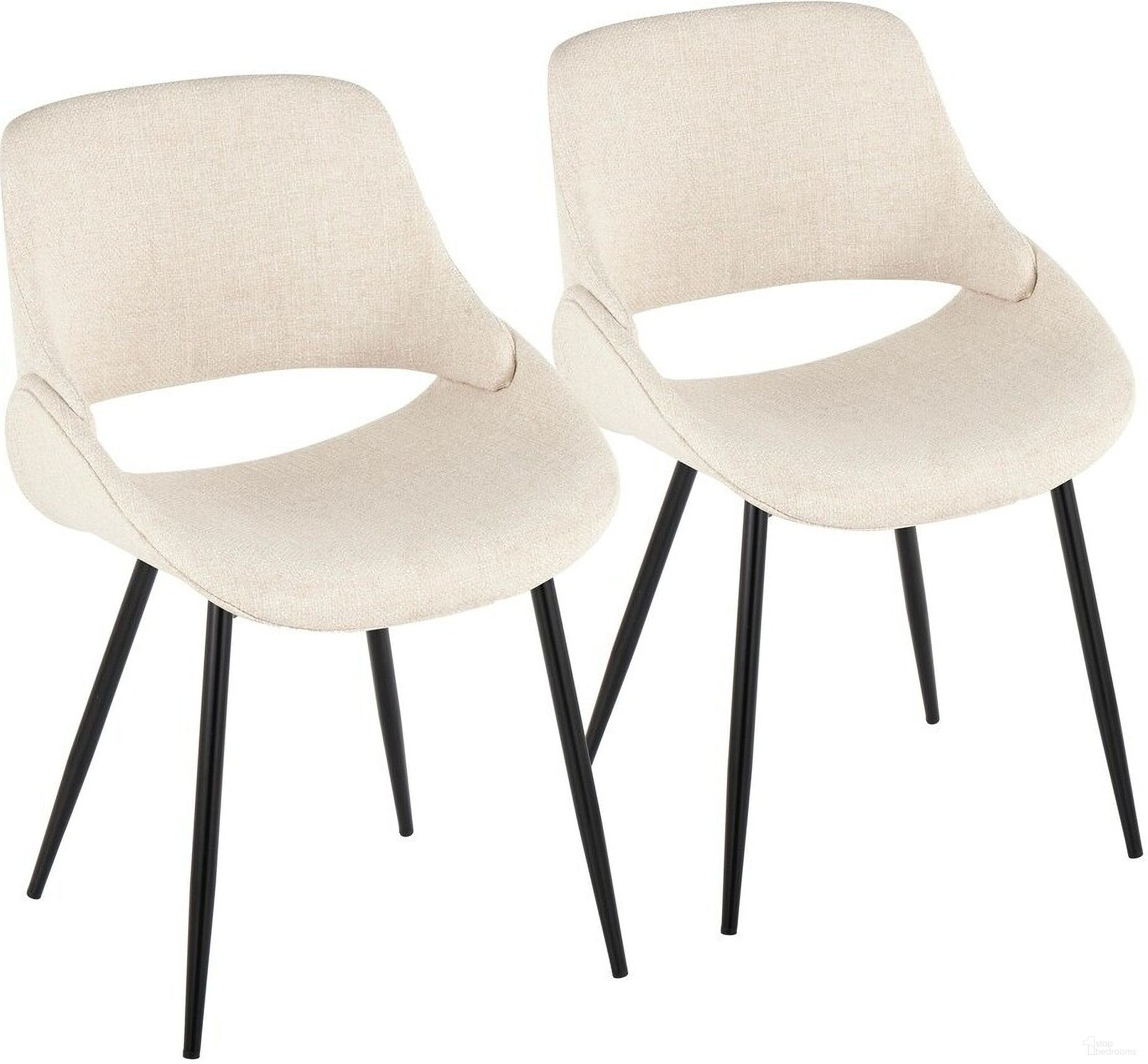 The appearance of Fabrico Fabric Chair Set of 2 with Metal Legs In Cream/Black designed by Lumisource in the transitional interior design. This cream piece of furniture  was selected by 1StopBedrooms from Fabrizzi Collection to add a touch of cosiness and style into your home. Sku: CH-FABRICO-FBCO2 BKFCR2. Material: Metal. Chair Type: Side Chair.