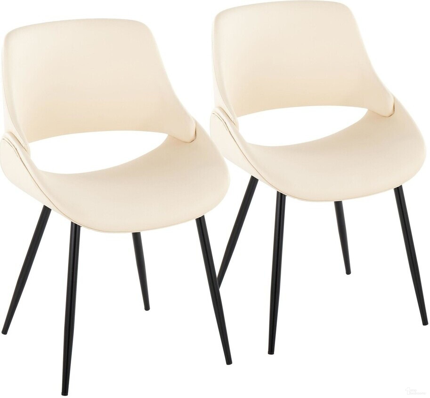 The appearance of Fabrico Leather Chair Set of 2 In Cream/Black designed by Lumisource in the transitional interior design. This cream and black piece of furniture was selected by 1StopBedrooms from Fabrizzi Collection to add a touch of cosiness and style into your home. Sku: CH-FABRICOPU-FBCO2 BKCR2. Material: Leather. Chair Type: Side Chair.