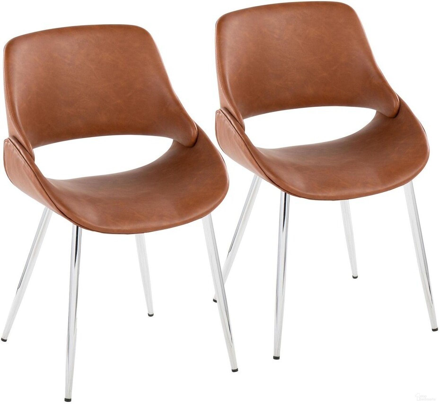 The appearance of Fabrico Chair Set of 2 In Brown/Chrome designed by Lumisource in the transitional interior design. This brown piece of furniture was selected by 1StopBedrooms from Fabrizzi Collection to add a touch of cosiness and style into your home. Sku: CH-FABRICOPU-FBCO2 CHRCAM2. Material: Faux Leather. Chair Type: Side Chair.