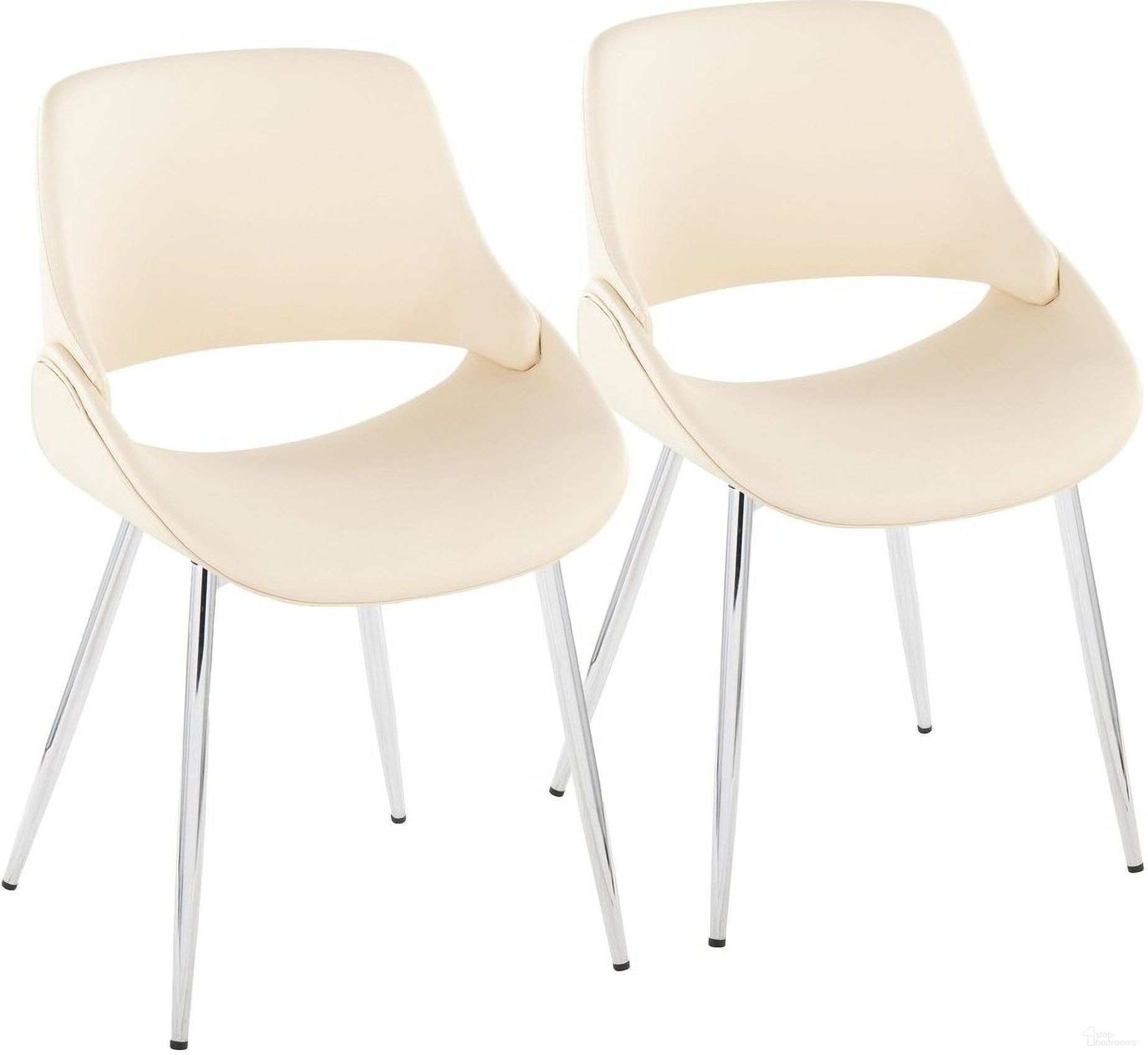 The appearance of Fabrico Chair Set of 2 In Cream/Chrome designed by Lumisource in the transitional interior design. This cream piece of furniture was selected by 1StopBedrooms from Fabrizzi Collection to add a touch of cosiness and style into your home. Sku: CH-FABRICOPU-FBCO2 CHRCR2. Material: Faux Leather. Chair Type: Side Chair.
