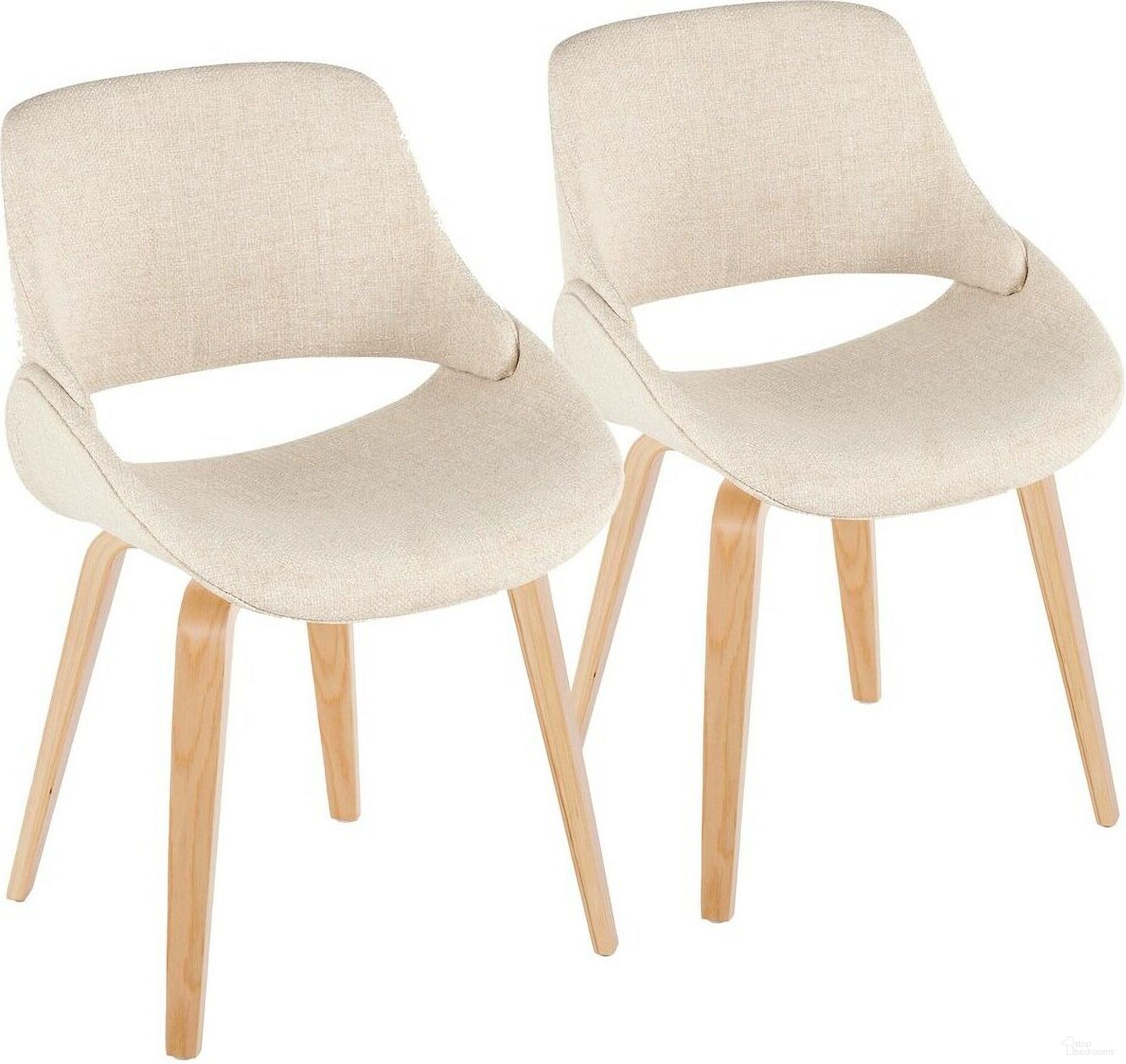 The appearance of Fabrico Chair Set of 2 In Cream/Natural designed by Lumisource in the transitional interior design. This cream piece of furniture was selected by 1StopBedrooms from Fabrizzi Collection to add a touch of cosiness and style into your home. Sku: CH-FABRICO-HLBW2 NAFCR2. Material: Wood. Chair Type: Side Chair.