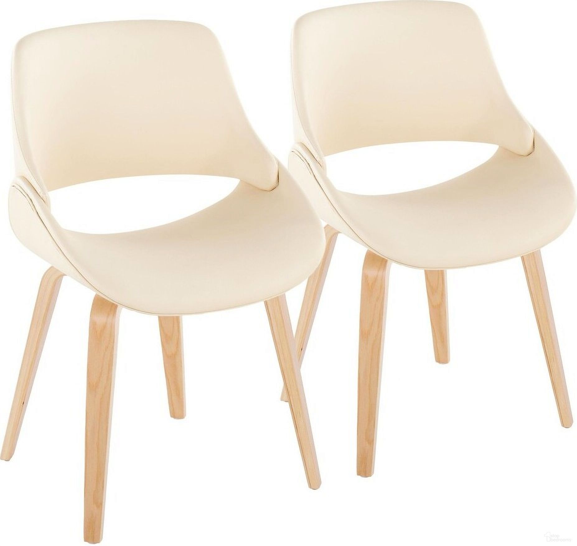 The appearance of Fabrico Chair Set of 2 In Natural/Cream designed by Lumisource in the transitional interior design. This natural/cream piece of furniture  was selected by 1StopBedrooms from Fabrizzi Collection to add a touch of cosiness and style into your home. Sku: CH-FABRICOPU-HLBW2 NACR2. Material: Faux Leather. Chair Type: Side Chair.