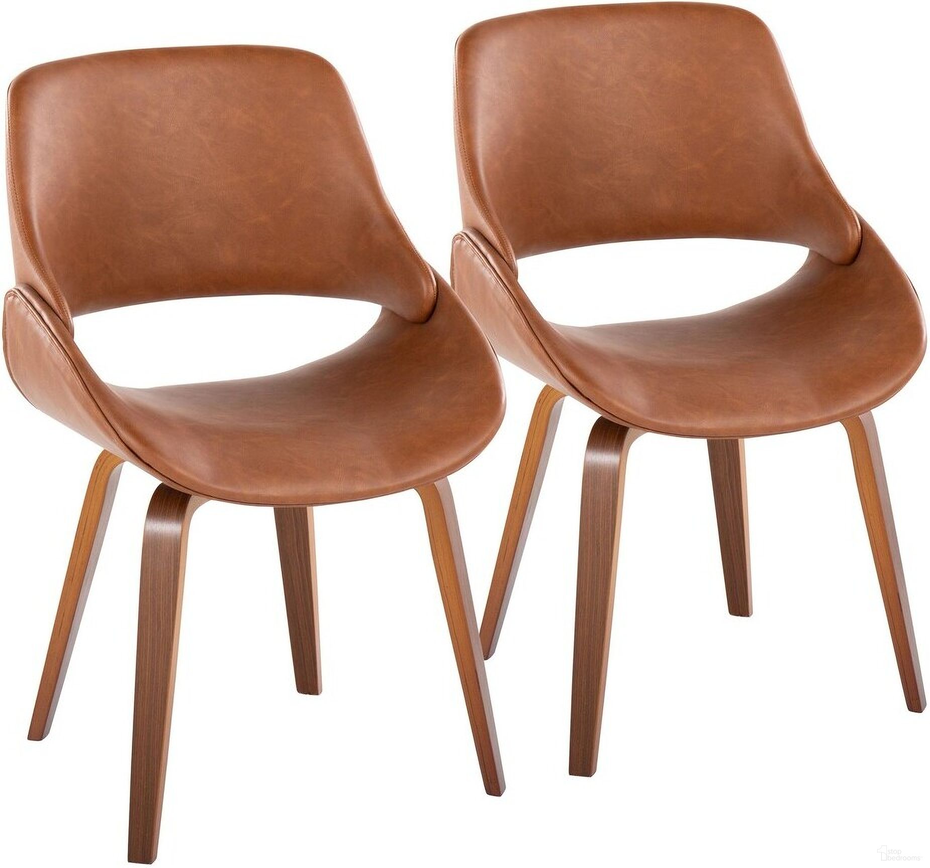 The appearance of Fabrico Chair Set of 2 In Brown/Walnut designed by Lumisource in the transitional interior design. This brown piece of furniture was selected by 1StopBedrooms from Fabrizzi Collection to add a touch of cosiness and style into your home. Sku: CH-FBCOPU2 WLCAM2. Material: Faux Leather. Chair Type: Side Chair.