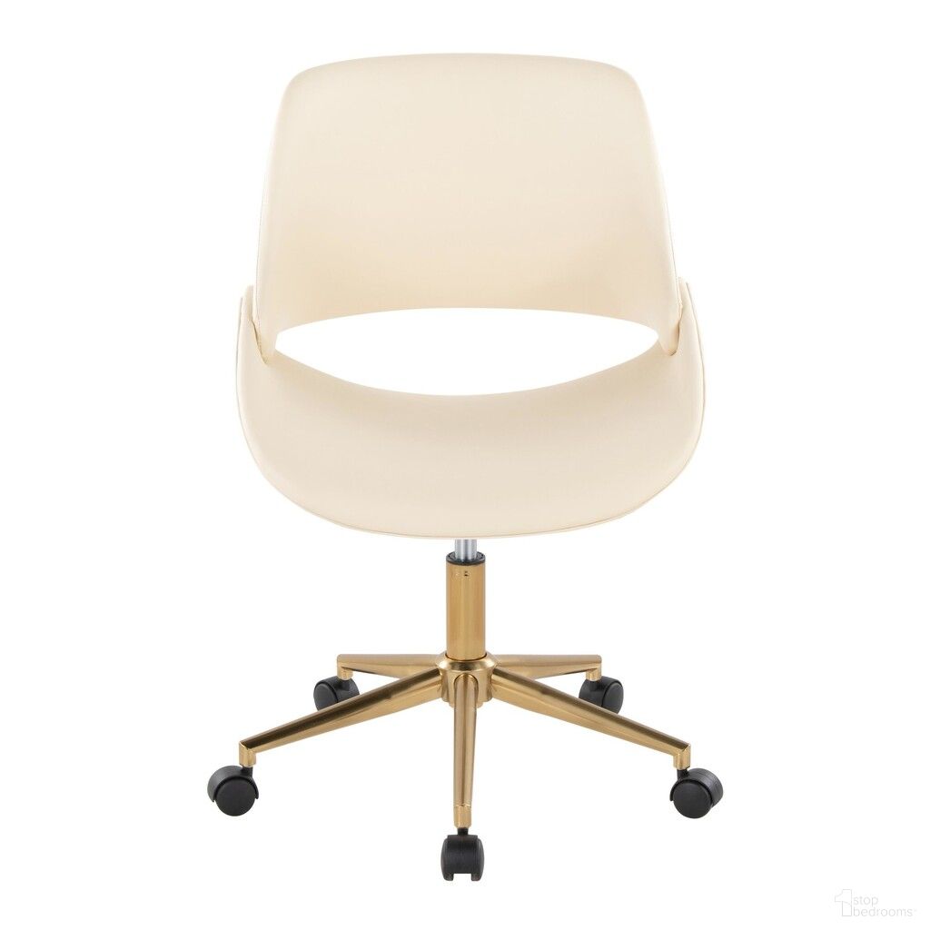 The appearance of Fabrico Office Chair In Cream and Gold designed by Lumisource in the modern / contemporary interior design. This cream/gold piece of furniture was selected by 1StopBedrooms from Fabrizzi Collection to add a touch of cosiness and style into your home. Sku: OC-FBCOPU1 AUCR1. Material: Foam.