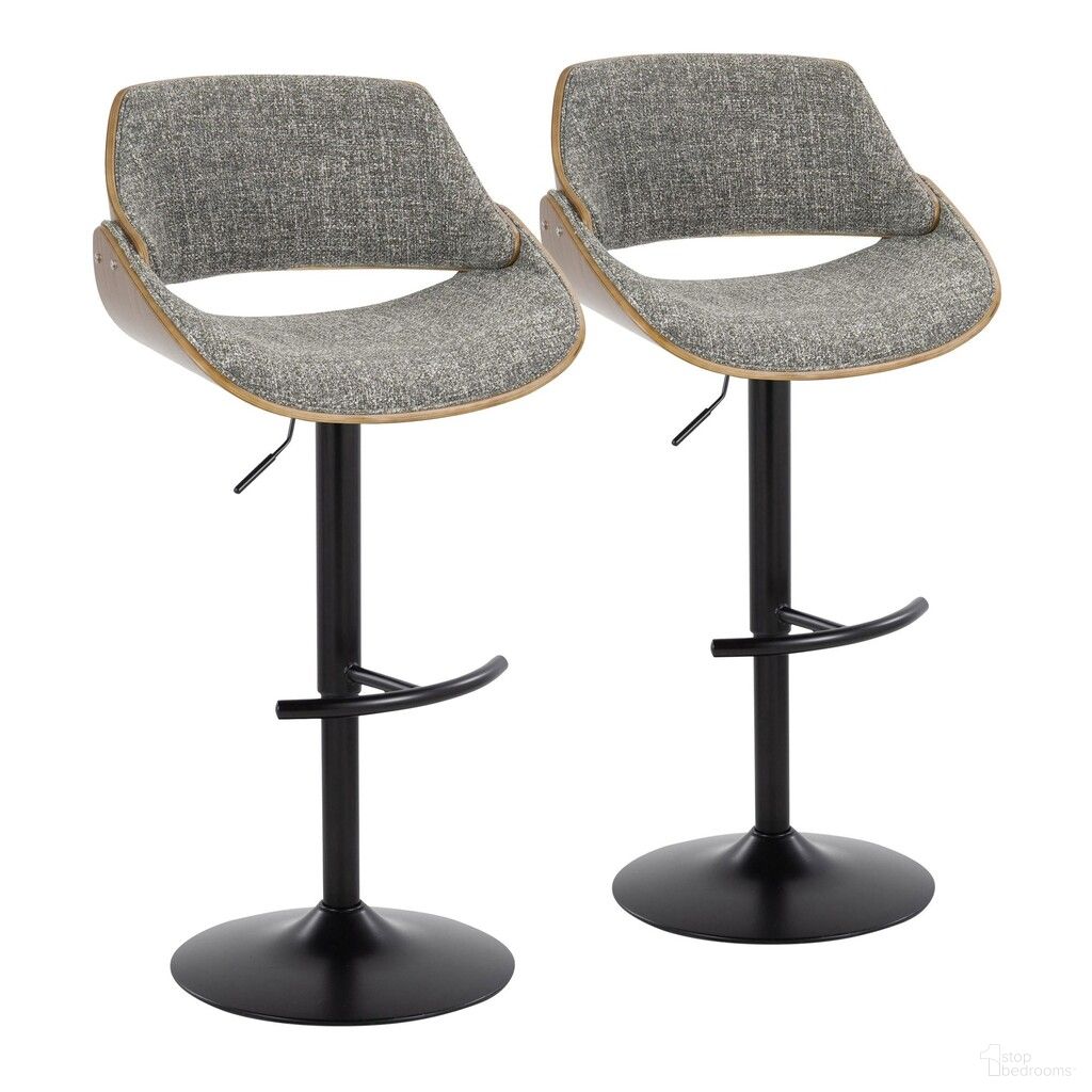 The appearance of Fabrizzi Adjustable Barstool Set of 2 In Gray and Walnut designed by Lumisource in the transitional interior design. This gray and walnut piece of furniture was selected by 1StopBedrooms from Fabrizzi Collection to add a touch of cosiness and style into your home. Sku: BS-FBZZ-RT2 BKWLGY2. Material: Wood.