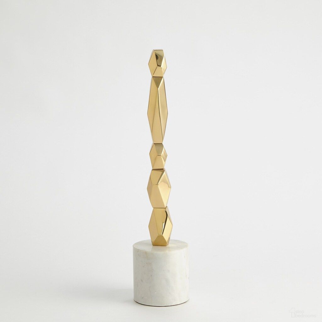 Facet Short Block Sculpture In Brass