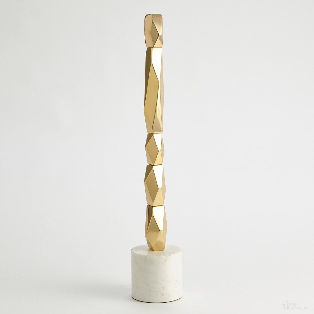 Facet Tall Block Sculpture In Brass