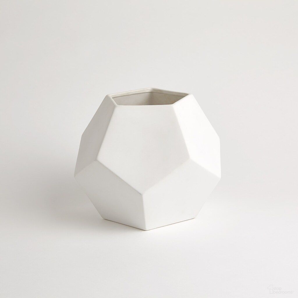 Faceted Large Vase In Matte White