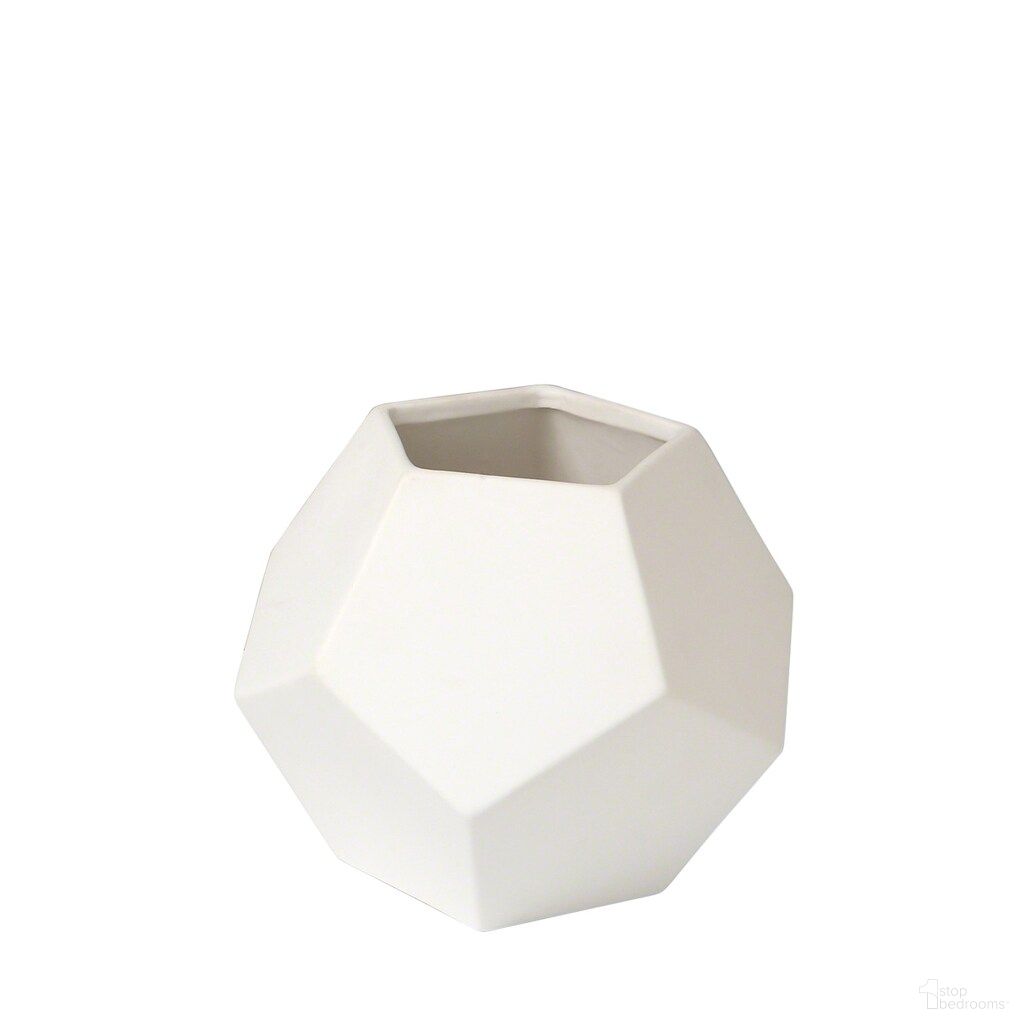 Faceted Medium Vase In Matte White