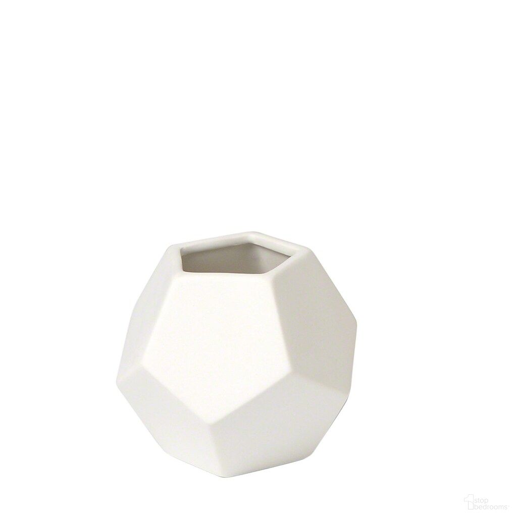 Faceted Small Vase In Matte White