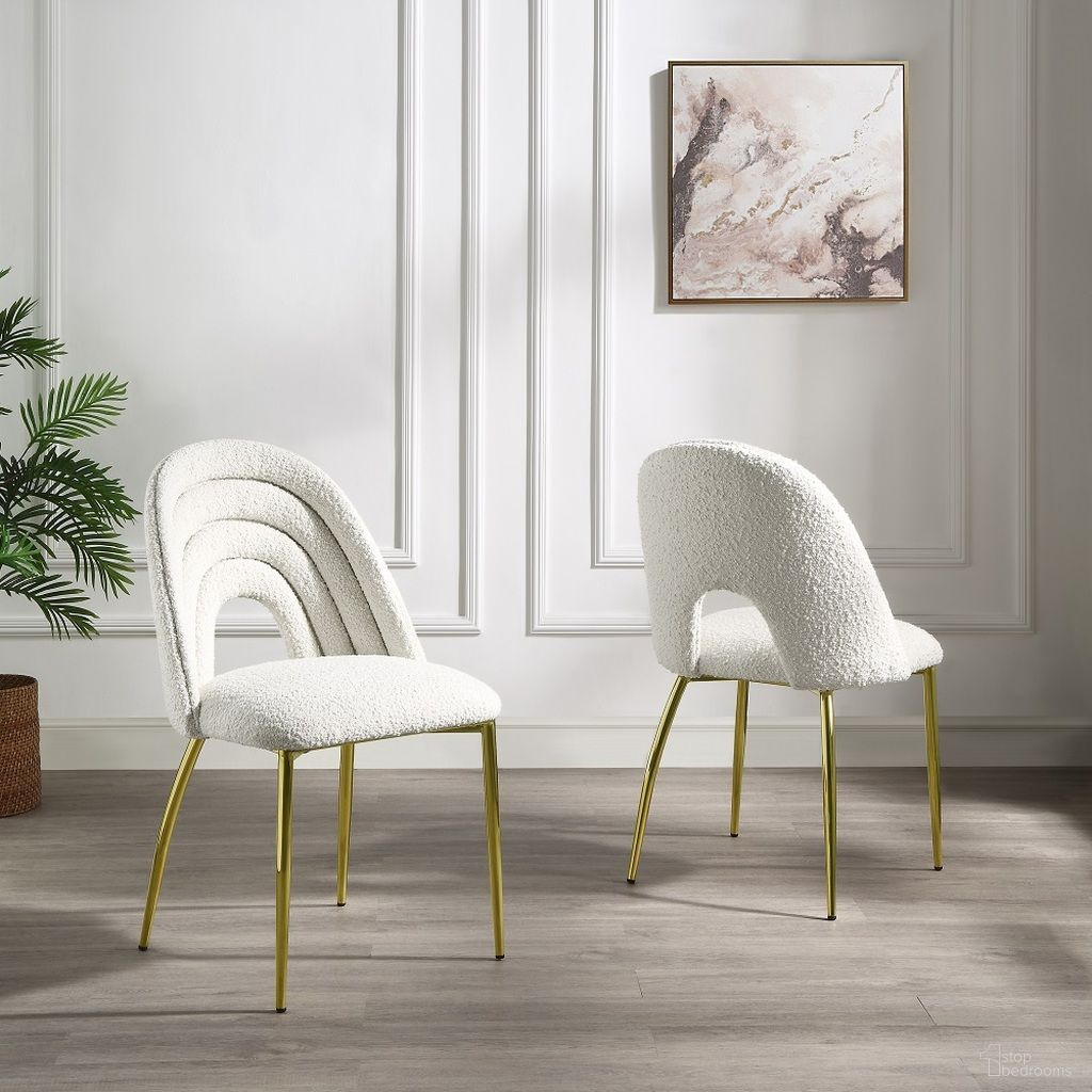 The appearance of Fadri Side Chair Set of 2 In Gold designed by ACME in the modern / contemporary interior design. This gold piece of furniture  was selected by 1StopBedrooms from Fadri Collection to add a touch of cosiness and style into your home. Sku: DN01953. Material: Stainless Steel. Chair Type: Side Chair.