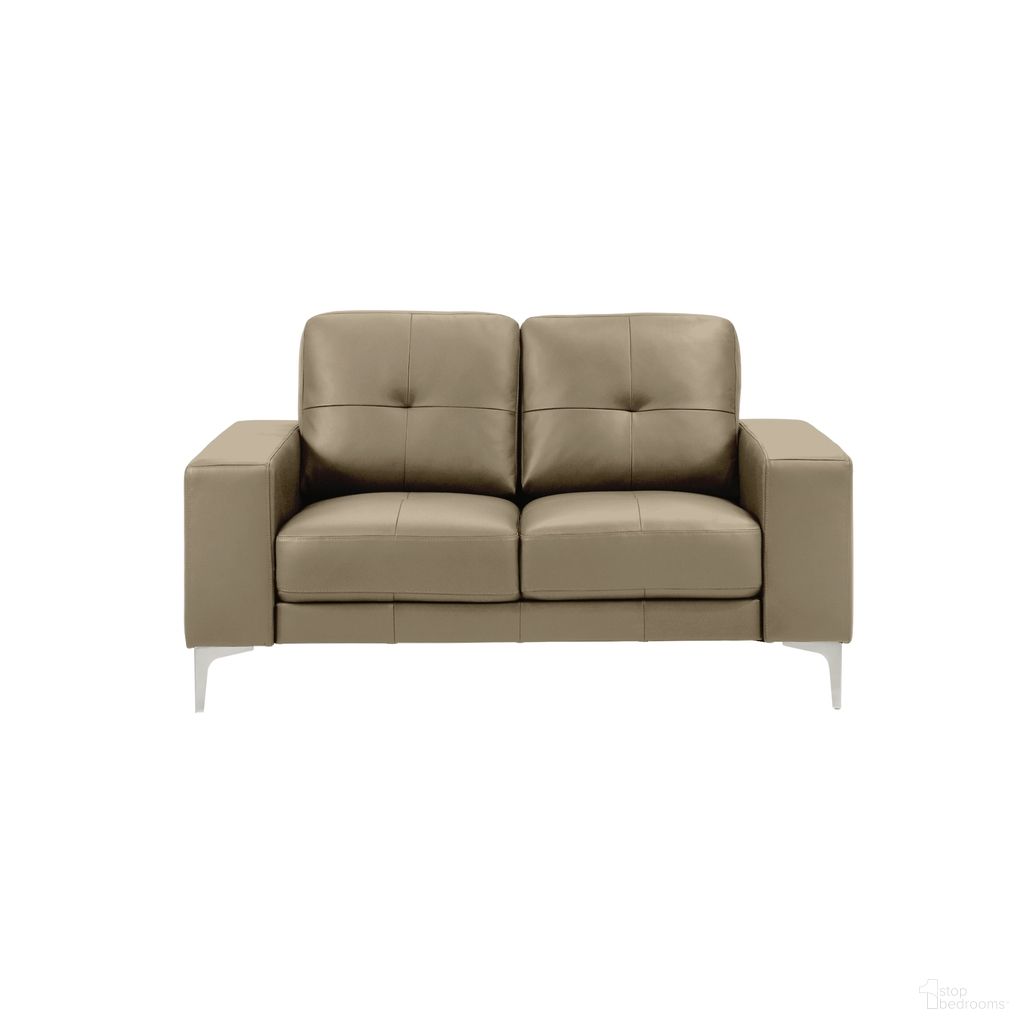 The appearance of Faelin 58 Inch Top Grain Genuine Leather Loveseat with Tufted Back In Khaki designed by Armen Living in the modern / contemporary interior design. This khaki piece of furniture was selected by 1StopBedrooms from Faelin Collection to add a touch of cosiness and style into your home. Sku: LCFI2KH. Material: Foam.