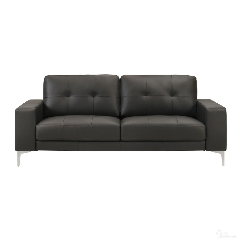 Faelin 79 Inch Top Grain Genuine Leather Sofa with Tufted Back In Cola