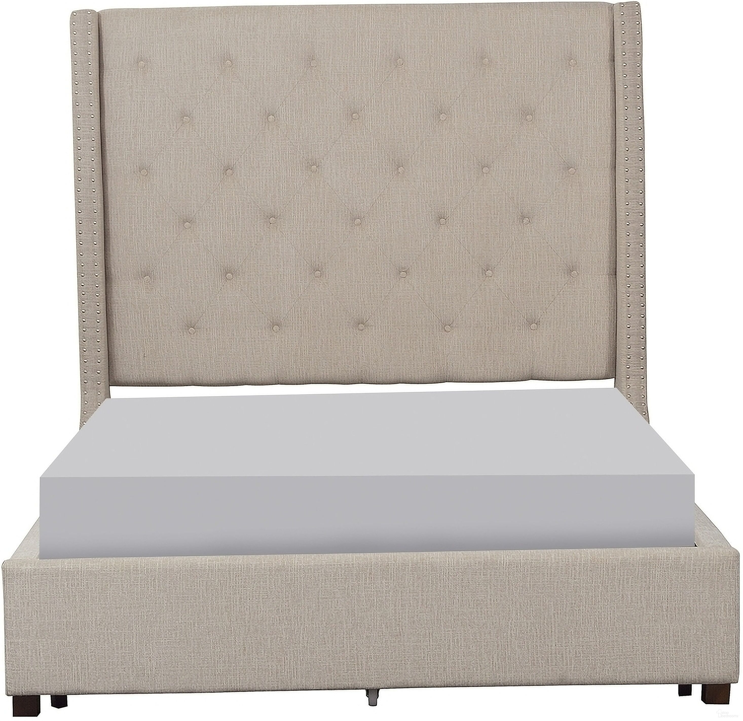 Fairborn Beige Queen Upholstered Platform Bed